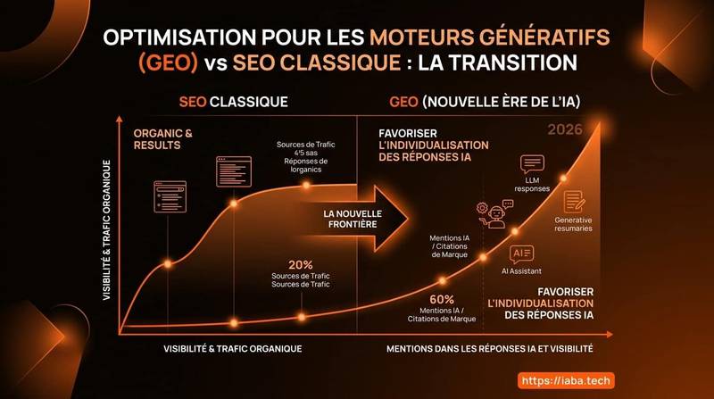 Generative Engine Optimization (GEO) : Le Guide 2026 5 Graphique de la croissance du trafic via Generative Engine Optimization (GEO) versus SEO en 2026